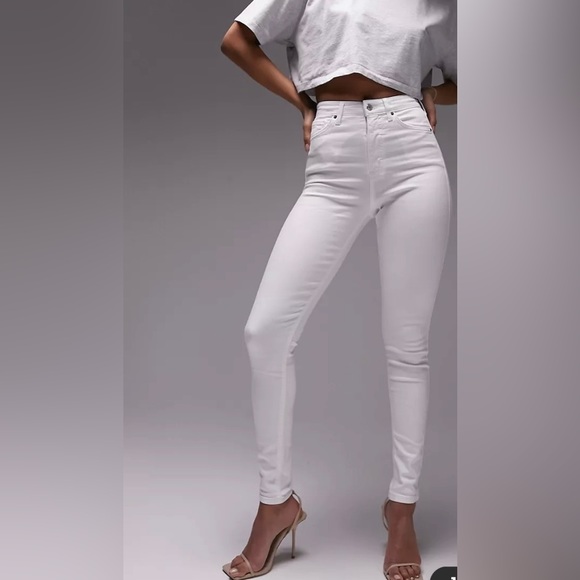 Topshop tall jamie jeans in white w28 l36new NWT high waist ankle grazer - Picture 1 of 10